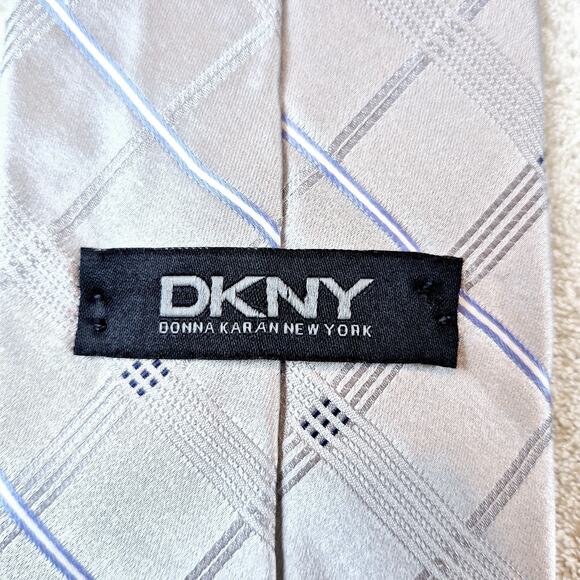 Lot of 2 DKNY Donna Karan Designer Striped Blue & Gray 100% Silk Neckties - Picture 10 of 14
